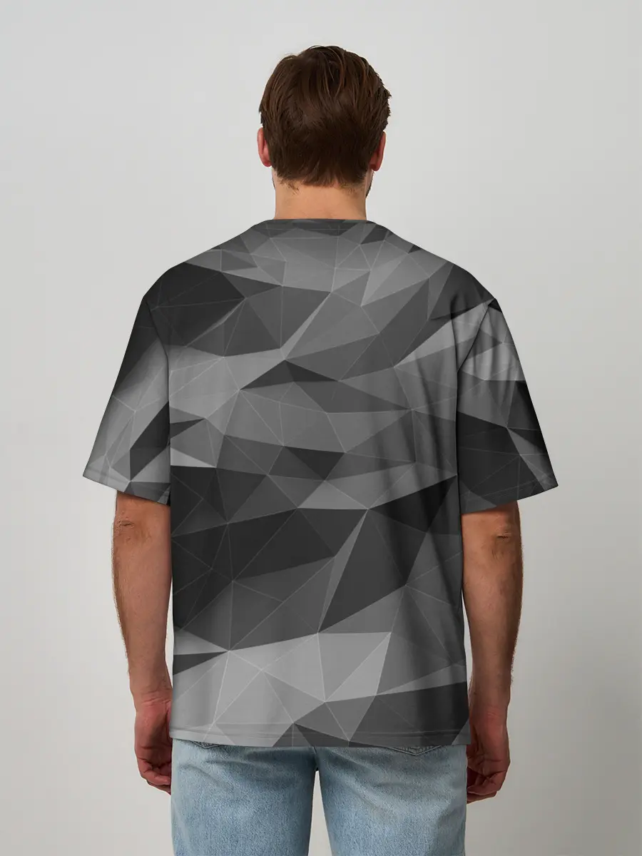 Мужская футболка оверсайз / gray abstraction серая абстракция