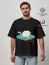 Мужская футболка оверсайз / Flat earth Cat