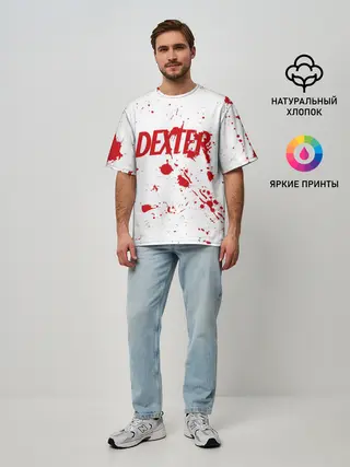Мужская футболка оверсайз / Dexter logo Декстер брызги крови