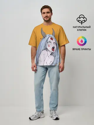 Мужская футболка оверсайз / Ahegao Kaguya