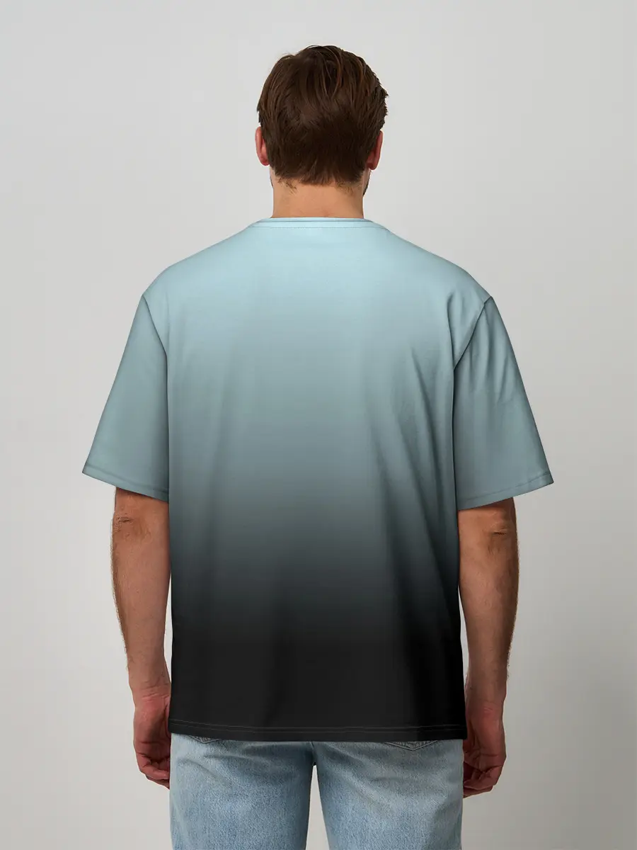 Мужская футболка оверсайз /  Black and Blue  gradient