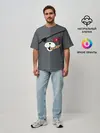 Мужская футболка оверсайз / KUROKUMA на сером