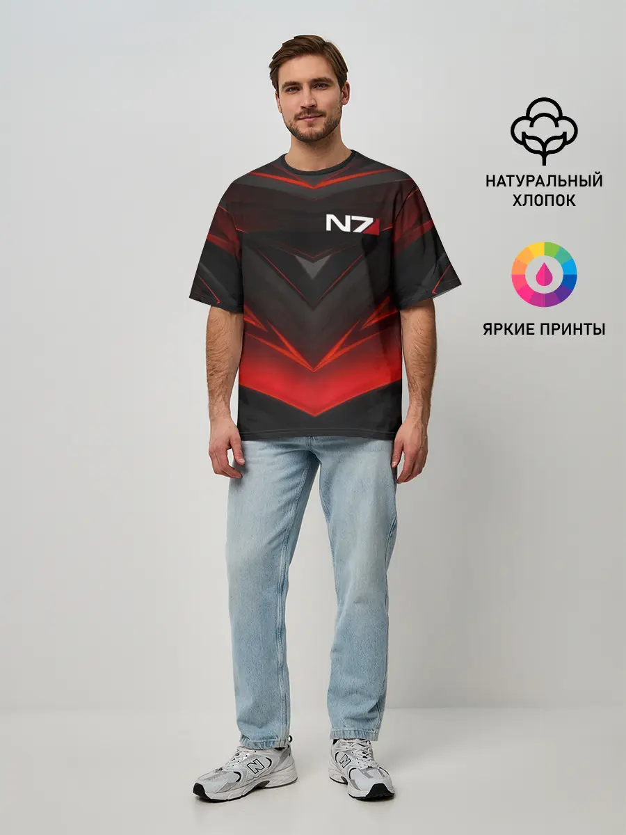 Мужская футболка оверсайз / MASS EFFECT N7