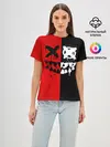 Женская базовая футболка / Smail Black and red