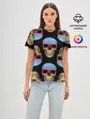 Женская базовая футболка / Neon skull