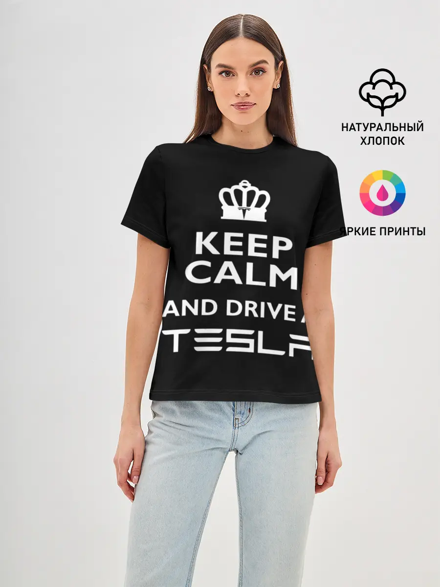 Женская базовая футболка / Drive a Tesla!