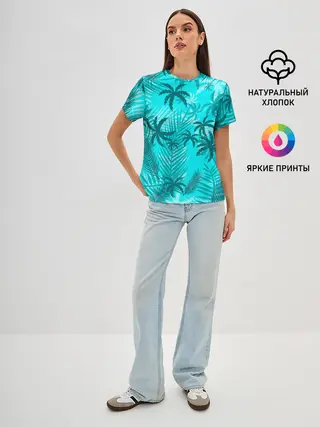 Женская базовая футболка / НЕОНОВЫЕ ПАЛЬМЫ