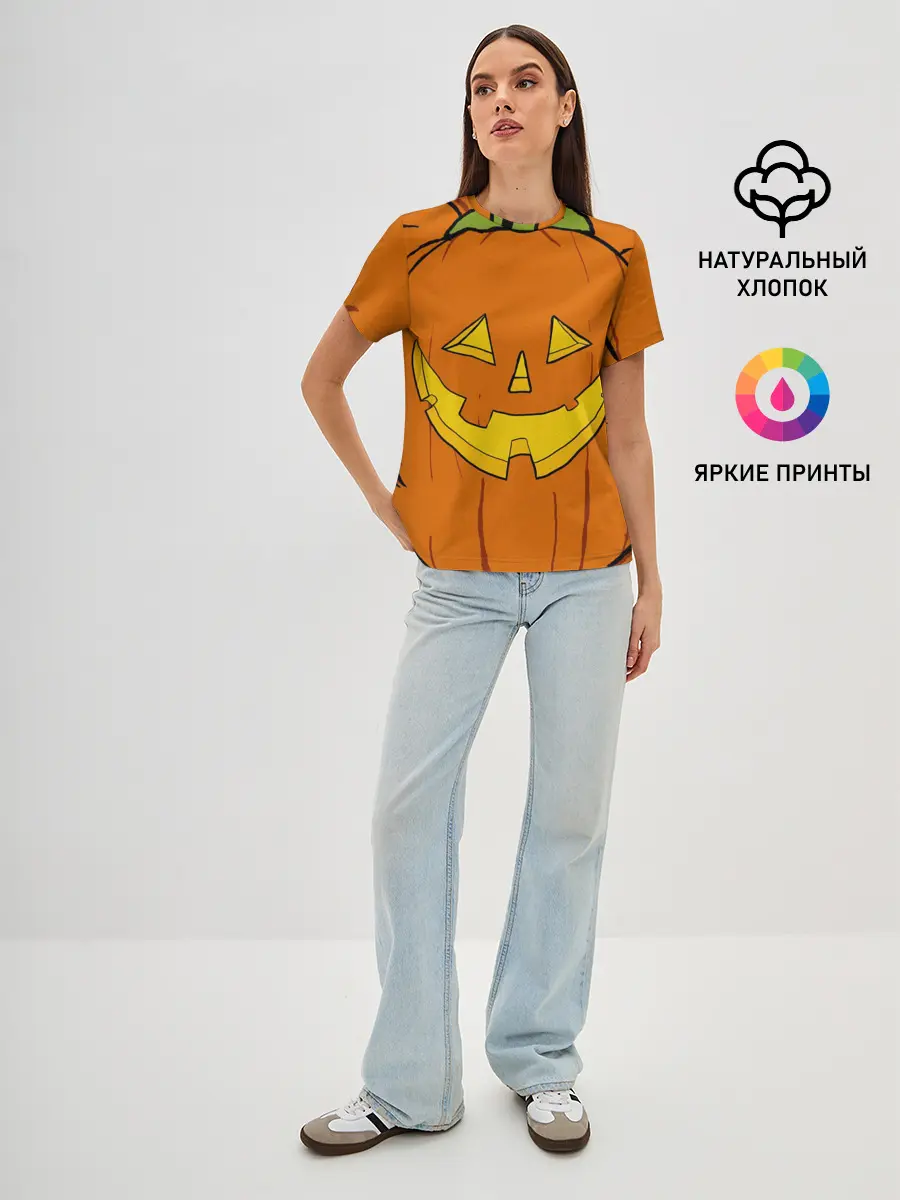 Женская базовая футболка / Костюм тыквы / Halloween