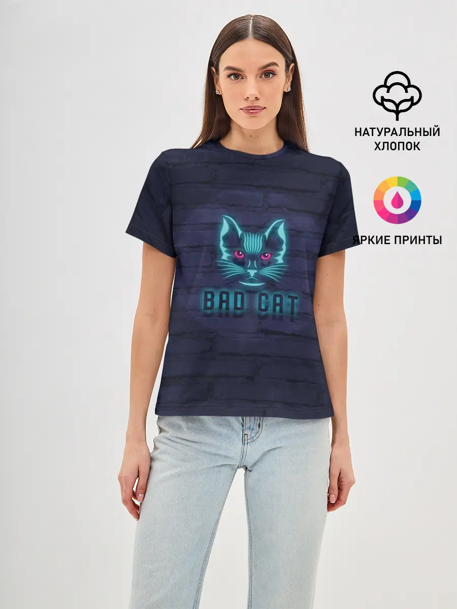 Женская базовая футболка / Bad cat