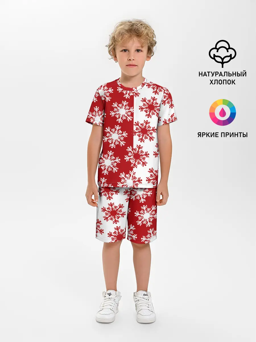 Детская пижама с шортами / Новогодние Снежинки 2022