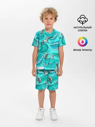 Детская пижама с шортами / Чайки в море