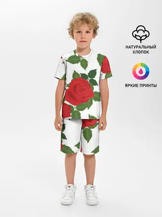 Детская пижама с шортами / Большие розы