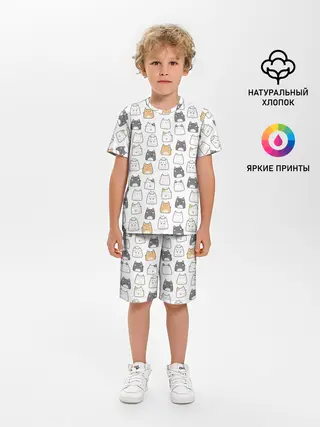 Детская пижама с шортами / Толстые котики