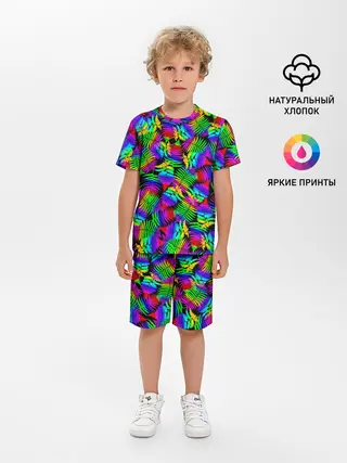Детская пижама с шортами / Неоновый папоротник