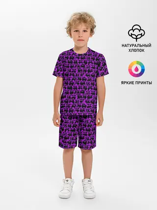 Детская пижама с шортами / Неоновые коты