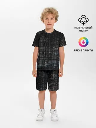 Детская пижама с шортами / Глитч помехи ошибка текстура