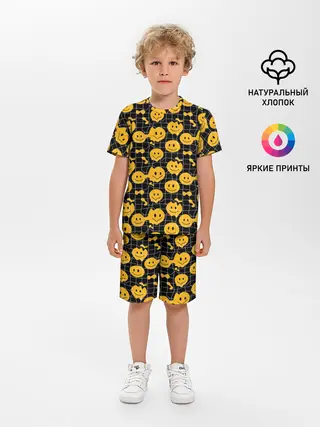 Детская пижама с шортами / Психоделические смайлы