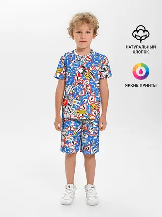 Детская пижама с шортами / Дорожные знаки. Стикербомбинг