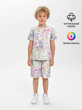 Детская пижама с шортами / Яркие весенние цветы
