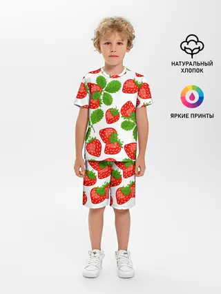 Детская пижама с шортами / Клубника