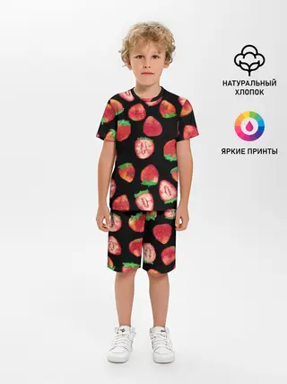 Детская пижама с шортами / Клубничка