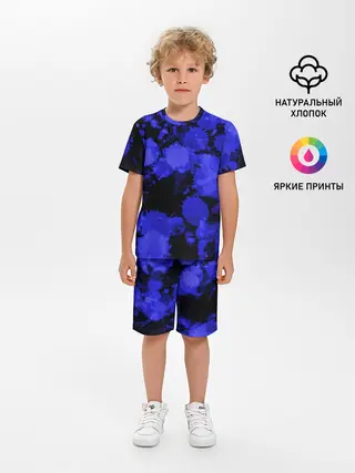 Детская пижама с шортами / Синие Кляксы