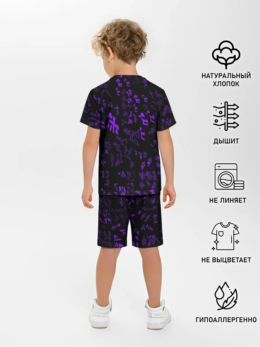 Детская пижама с шортами / [JJBA] Menacing Pattern purple