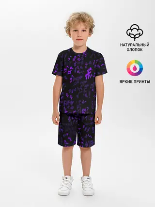Детская пижама с шортами / [JJBA] Menacing Pattern purple