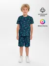 Детская пижама с шортами / Синий полигональный паттерн