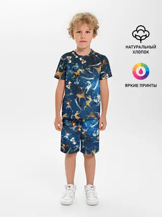 Детская пижама с шортами / Космические коты