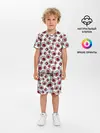 Детская пижама с шортами / Красно черный узор на белом