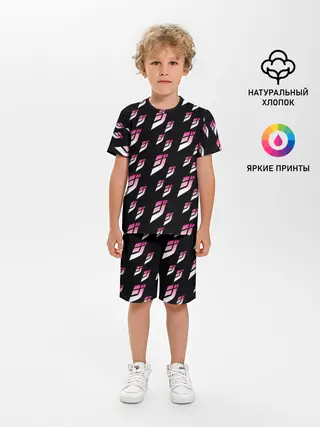 Детская пижама с шортами / Джоджо паттерн розовые лого