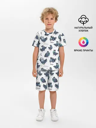 Детская пижама с шортами / Голуби