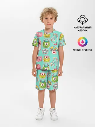 Детская пижама с шортами / Яркие монстрики