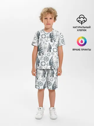 Детская пижама с шортами / Морской узор Nautical Pattern