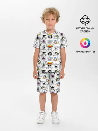 Детская пижама с шортами / Веселые Роджеры пиратов Соломенной Шляпы