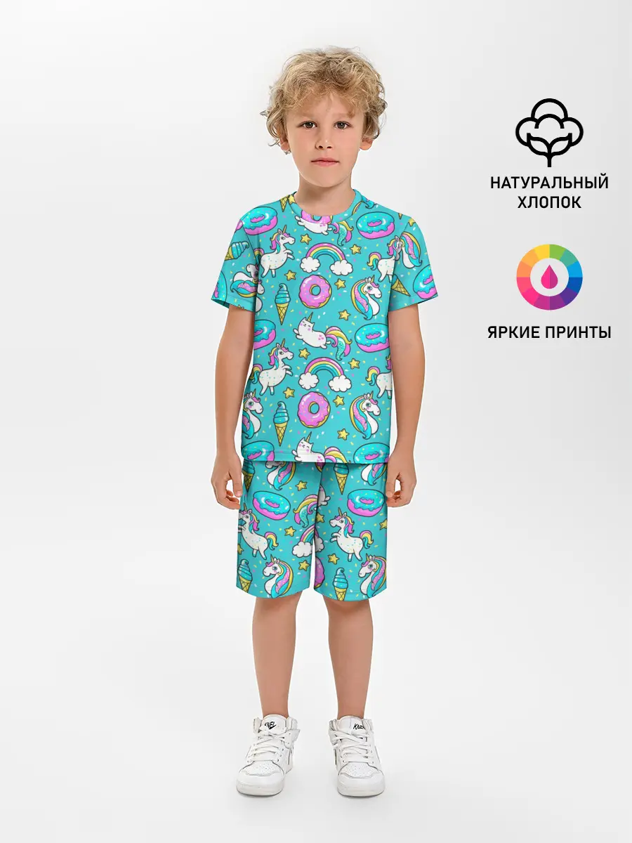 Детская пижама с шортами / Turquoise unicorn