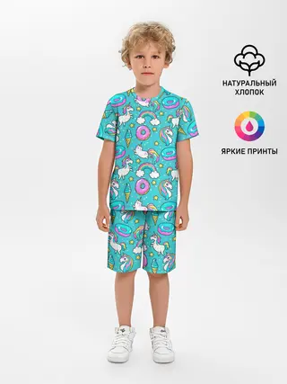Детская пижама с шортами / Turquoise unicorn