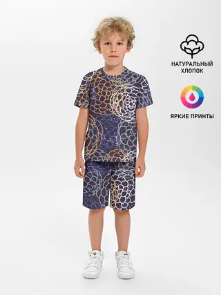 Детская пижама с шортами / текстура японские узоры