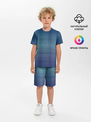 Детская пижама с шортами / Синяя сетка