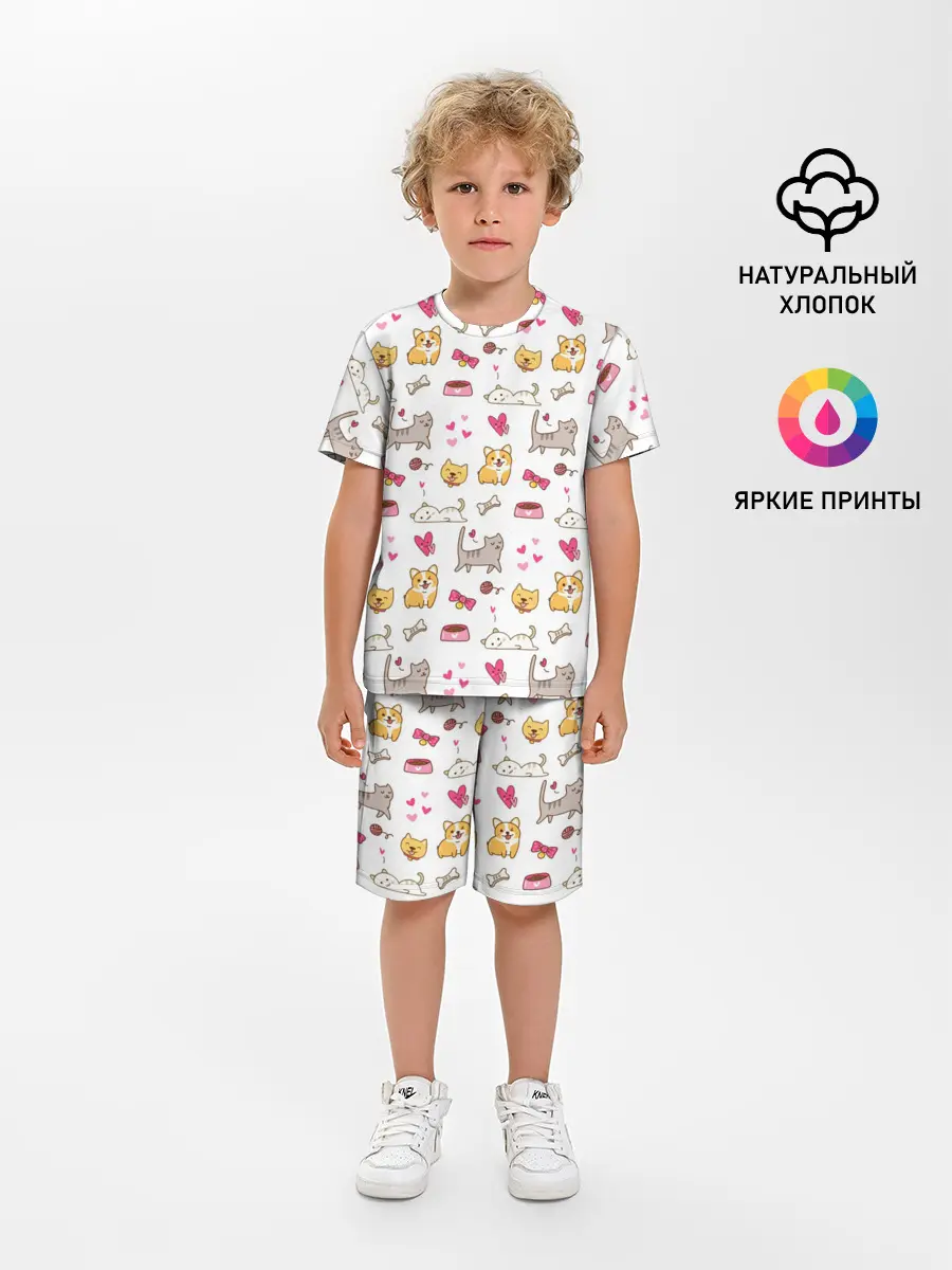 Детская пижама с шортами / Домашние питомцы