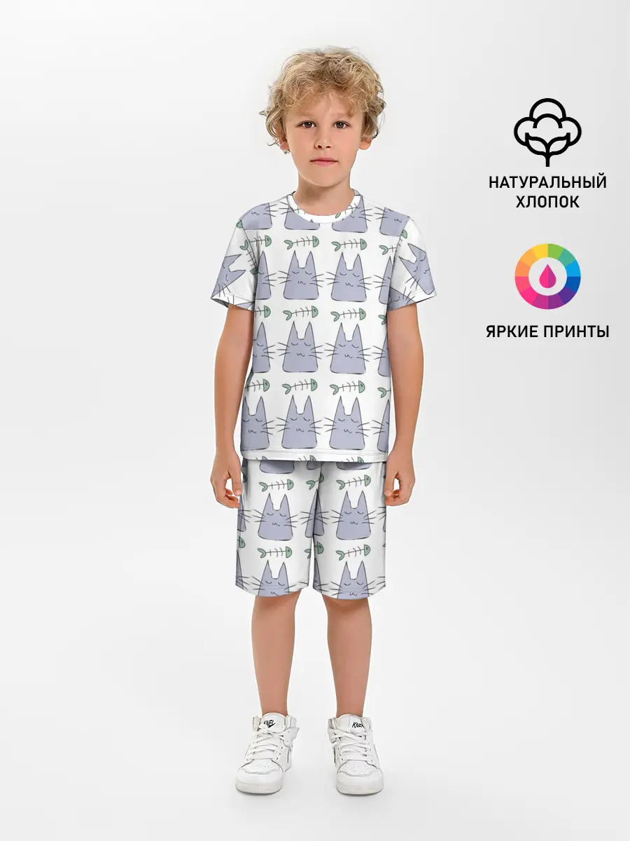 Детская пижама с шортами / Кот каваий
