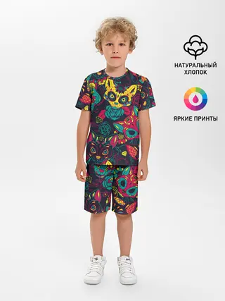 Детская пижама с шортами / Кошачий День Мёртвых