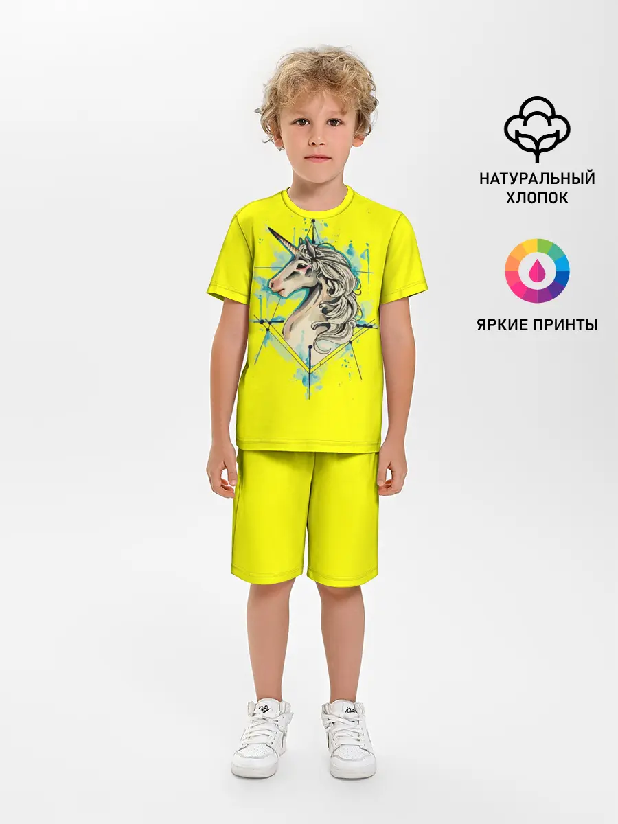 Детская пижама с шортами / Единорог Yellow Unicorn