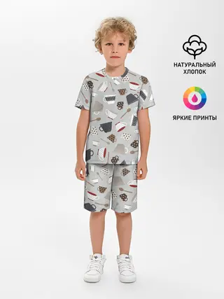 Детская пижама с шортами / Утро начинается с кружки