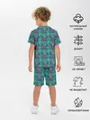 Детская пижама с шортами / Бирюзовый клетчатый узор