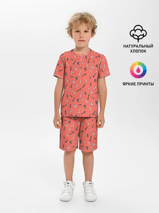 Детская пижама с шортами / Шахматы паттерн