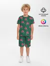 Детская пижама с шортами / Розы на зеленом фоне