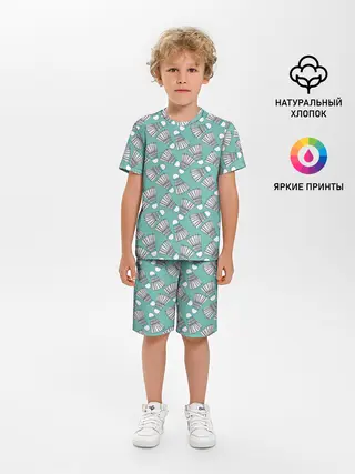 Детская пижама с шортами / Воланы на ментоловом