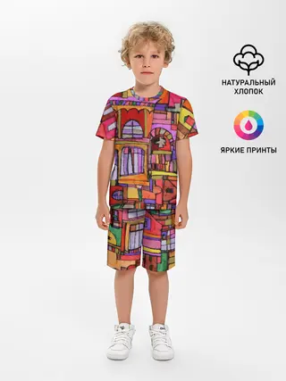 Детская пижама с шортами / Скетч большого города